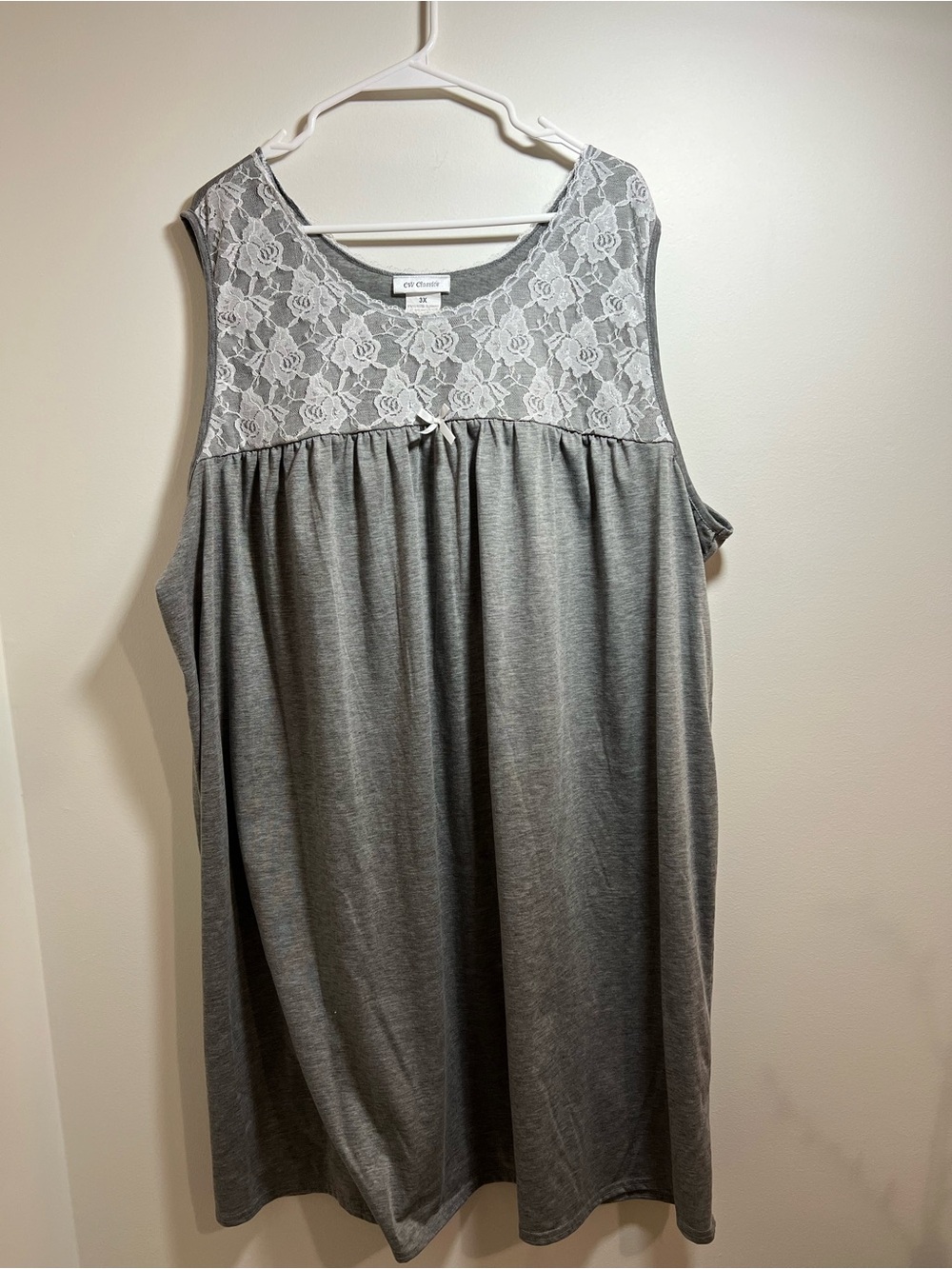 City Chic Lace Yoke Grey Sleeveless Chemise